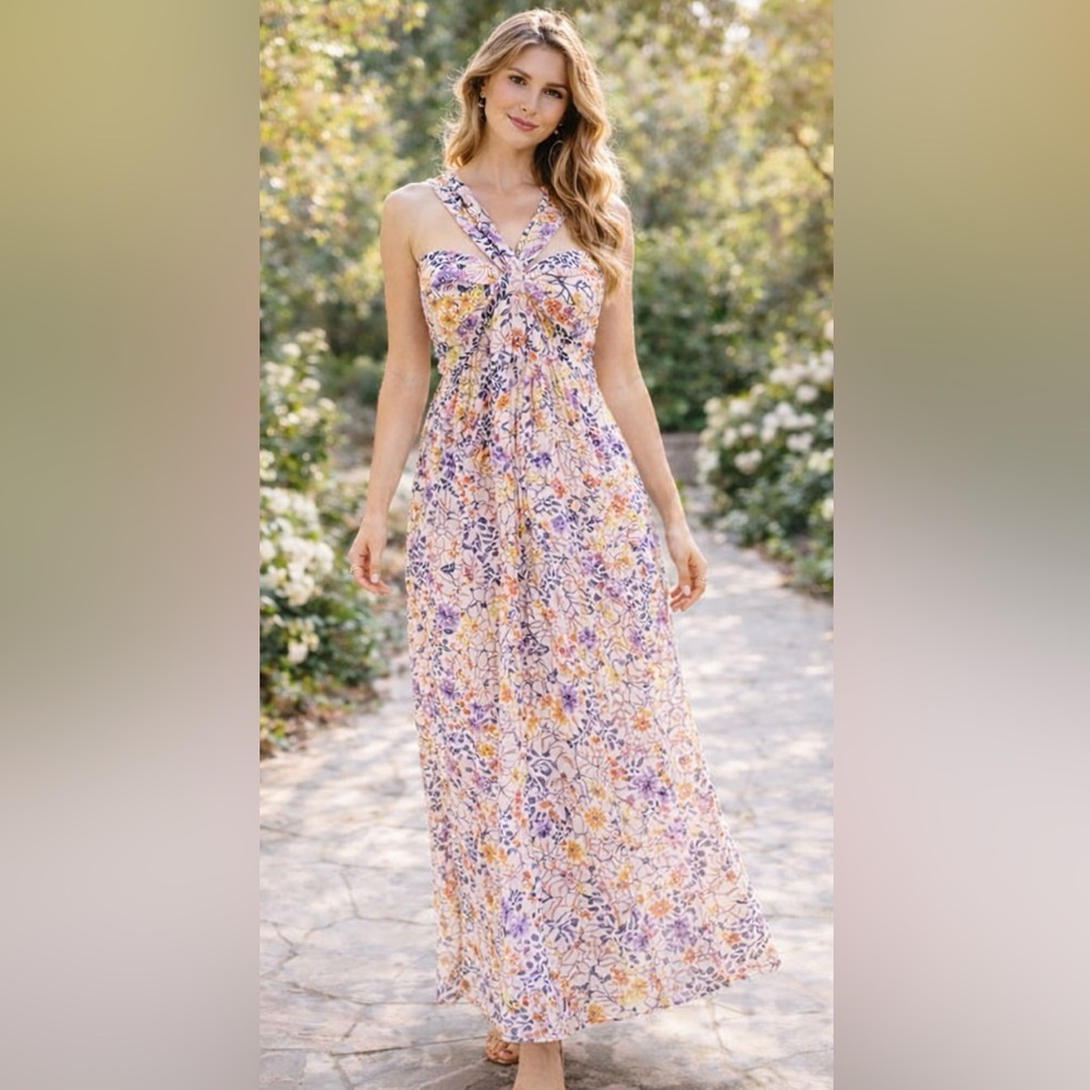 VICI Romantic Floral Maxi Dress 🌸 Boho Resort Wedding Guest | Size L | NWT